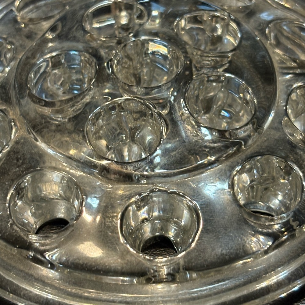 Clear Glass Flower Frog - Round Multi-Hole (16 hole) - Picture 4 of 7